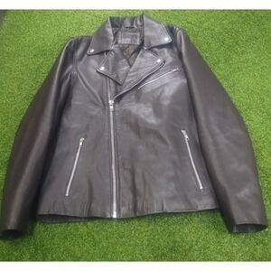 Asos Motorcycle Leather Jacket Women M Burgundy Genuine Leather Asymmetrical Zip